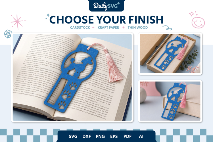 Dog Bookmark Papercut SVG Reading Cut File