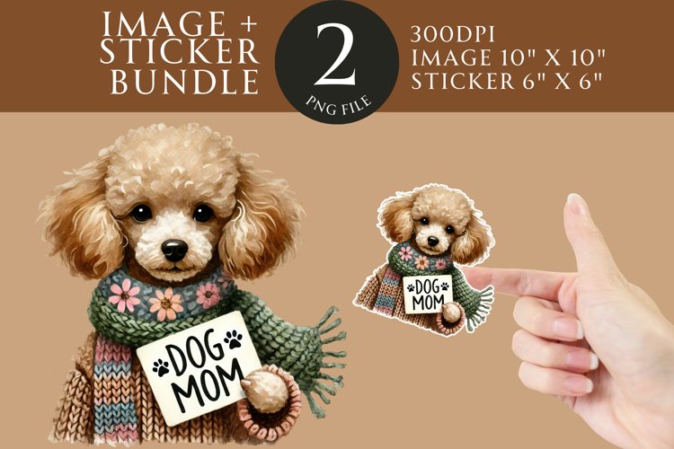 Poodle Dog Mom Sticker   Clipart Watercolor PNG