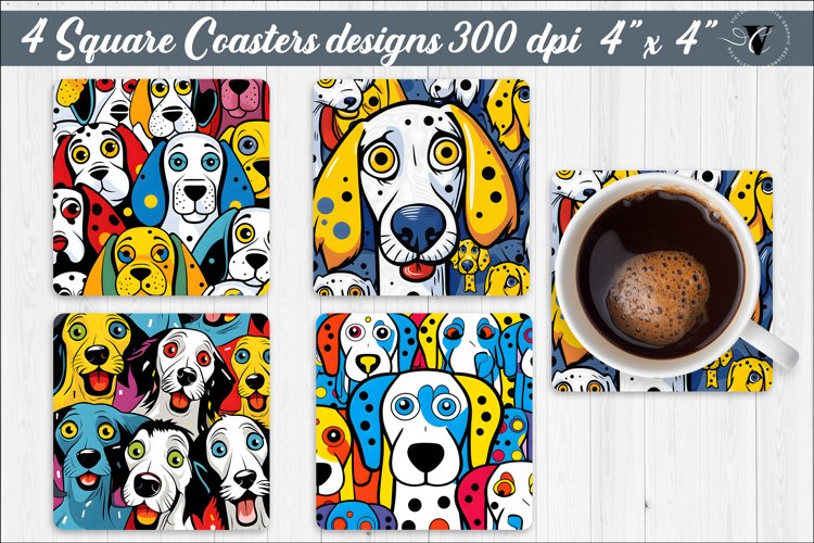 Square Coasters | Dog Pop art pattern