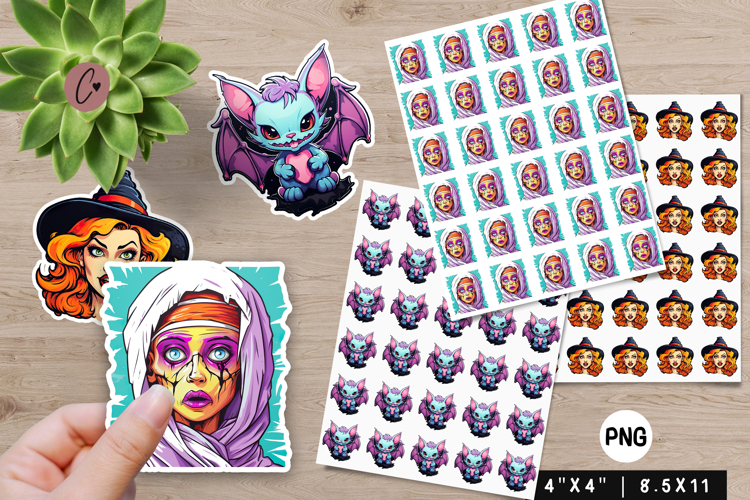 Pop Art Halloween Stickers | Printable Halloween PNG