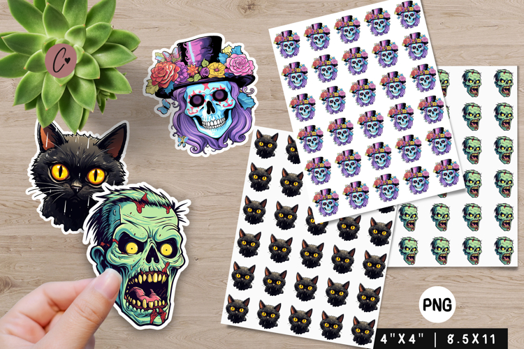 Pop Art Halloween Stickers | Printable Halloween PNG