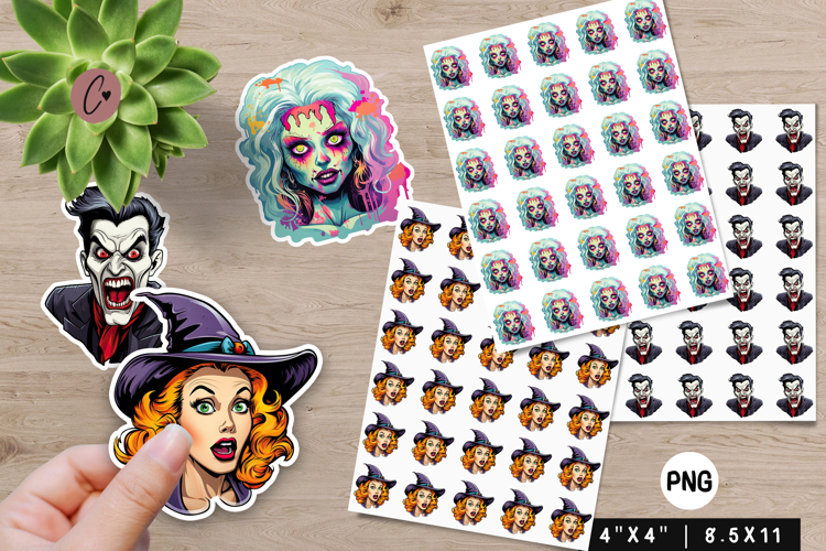 Pop Art Halloween Stickers | Printable Halloween PNG