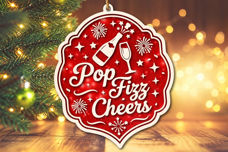 Pop Fizz Cheers New Year Ornament SVG example image 1