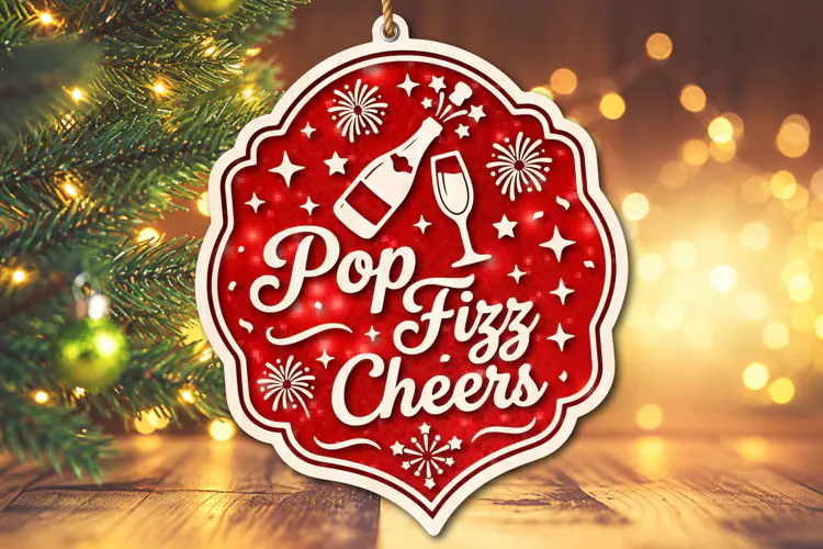 Pop Fizz Cheers New Year Ornament SVG
