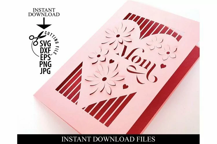 Mom Day Card - Floral Mom Card - Mothers Day Card - 3d card