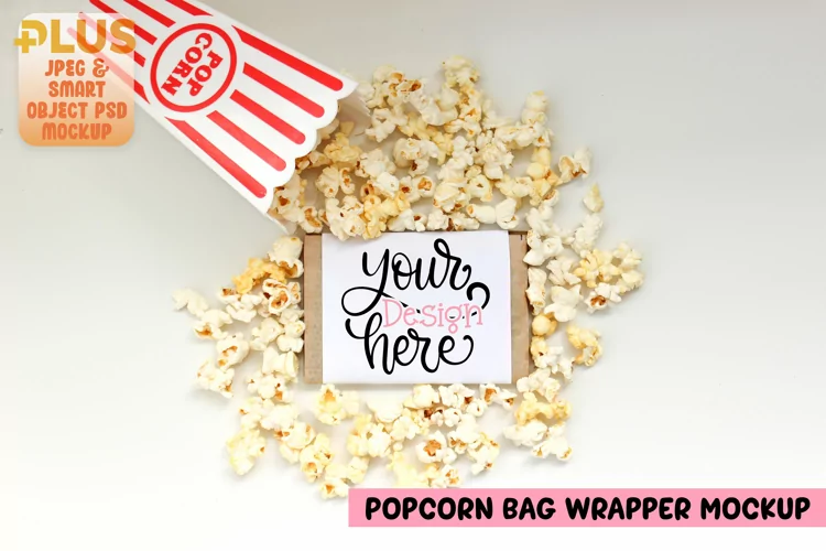 Mockup for Popcorn Bag Wrapper No. 2