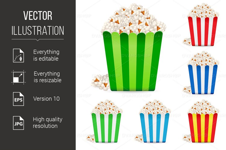 Popcorn in multi-colored striped packages example image 1