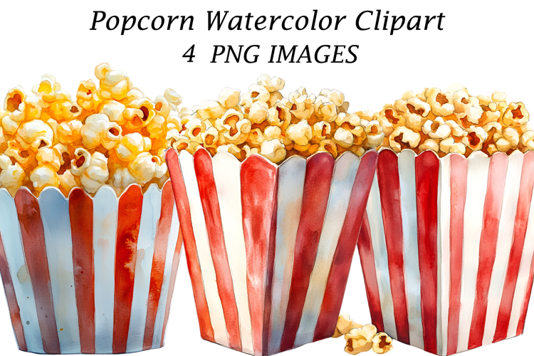 Popcorn Watercolor Clipart