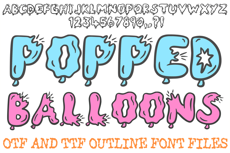 Popped Balloons Alphabet Font Lettering ABC OTF TTF Type