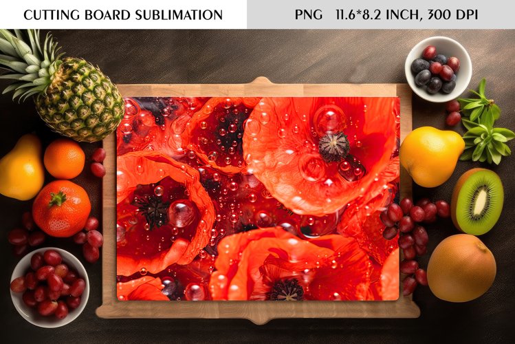 Summer Wild Flowers Design|Cutting Board Sublimation example image 1