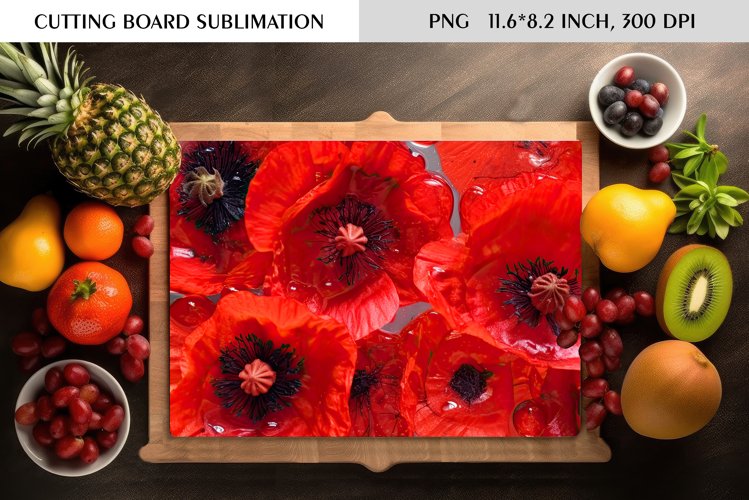 Summer Wild Flowers Design|Cutting Board Sublimation example image 1