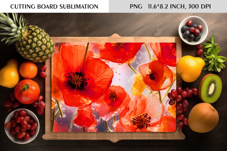 Summer Wild Flowers Design|Cutting Board Sublimation example image 1
