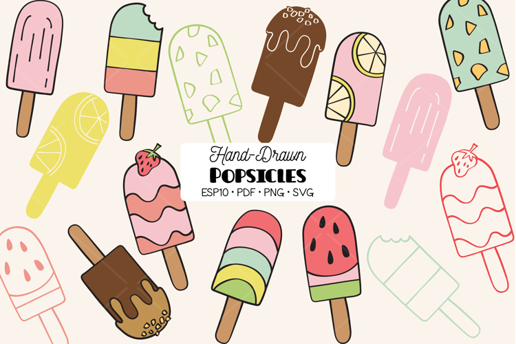 Popsicle Color Doodles | Hand Drawn Ice Cream | Frozen Treat