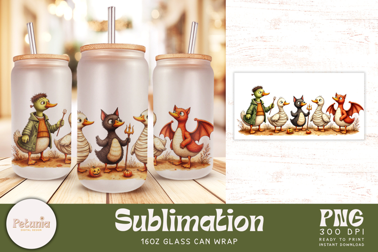Halloween Glass Can Wrap | Sublimation 16oz Glass Can