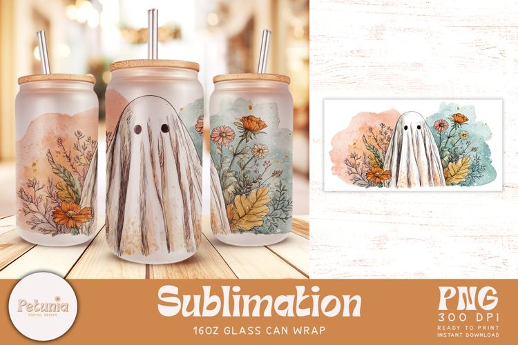 Halloween Glass Can Wrap | Sublimation 16oz Glass Can