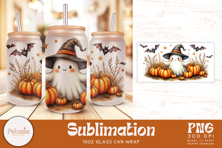 Halloween Glass Can Wrap | Sublimation 16oz Glass Can