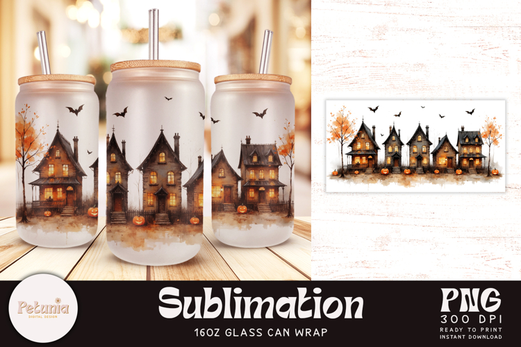 Halloween Glass Can Wrap | Sublimation 16oz Glass Can