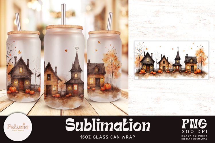 Halloween Glass Can Wrap | Sublimation 16oz Glass Can