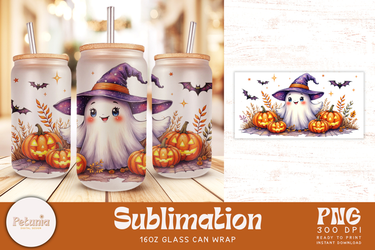 Halloween Glass Can Wrap | Sublimation 16oz Glass Can
