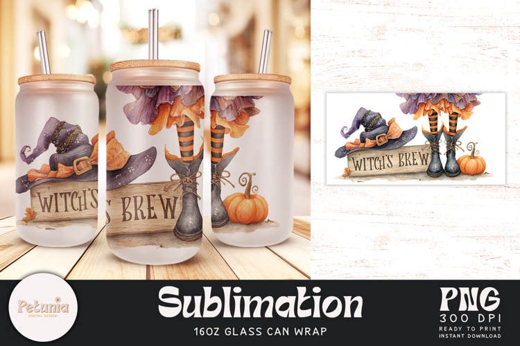 Halloween Glass Can Wrap | Sublimation 16oz Glass Can