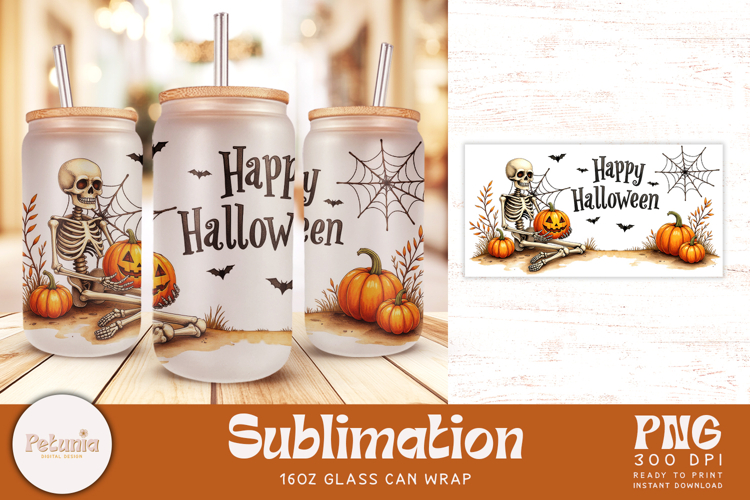 Halloween Glass Can Wrap | Sublimation 16oz Glass Can