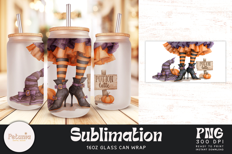 Halloween Glass Can Wrap | Sublimation 16oz Glass Can