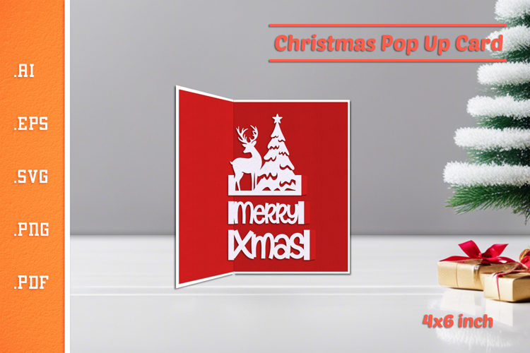 Christmas Pop-up Card SVG - Portrait 4x6 v6