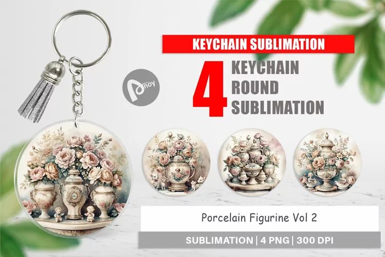 Keychain Porcelain Figurine