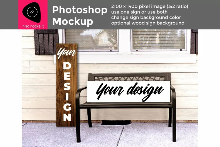 Vertical and Horizontal Porch Sign Photoshop PSD Mockup