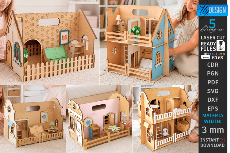 Portable Doll House Laser Cut Bundle| Kids Laser | Playhouse