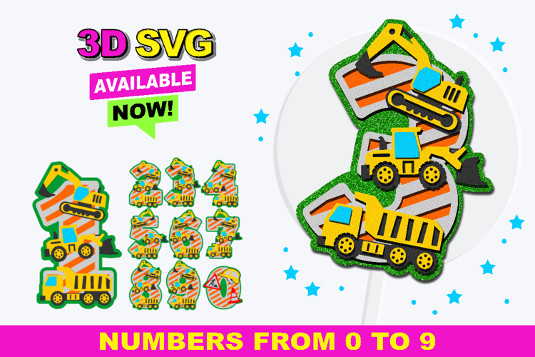 Heavy Construction Machine Numbers 3D SVG