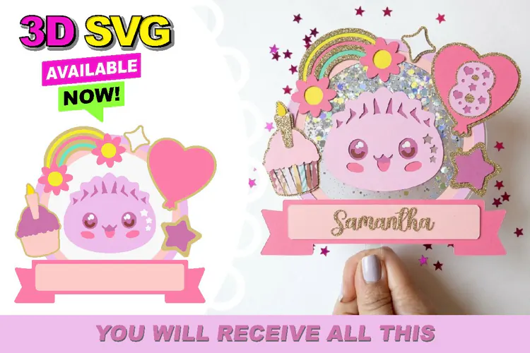 Adorable Dumpling Shaker Cake Topper 3D SVG