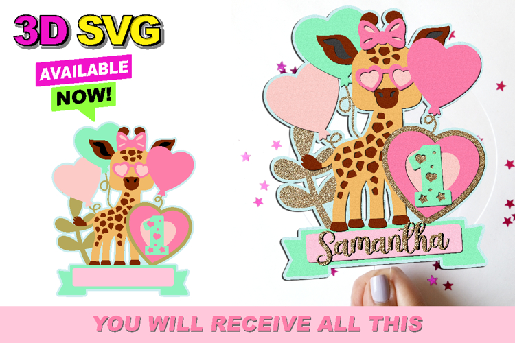 Giraffe Cake Topper 3D SVG