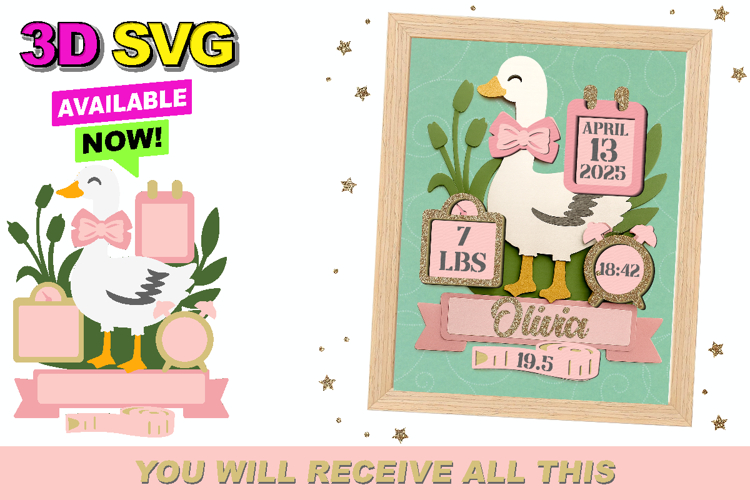 Goose Birth Stats announcement signs 3D SVG