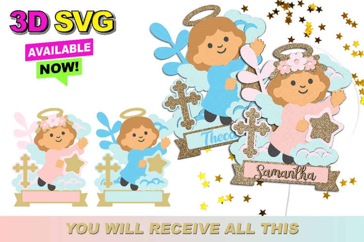 Baptism Angel Topper 3D SVG
