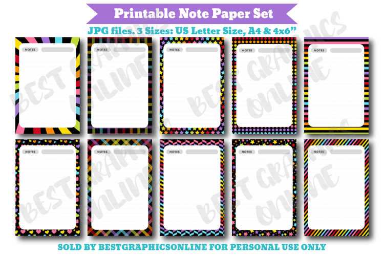 Rainbow Printable Note Paper Bright Writing Papers Page example image 1