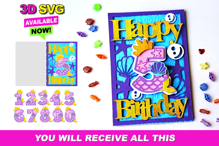 Happy Birthday card Mermaid