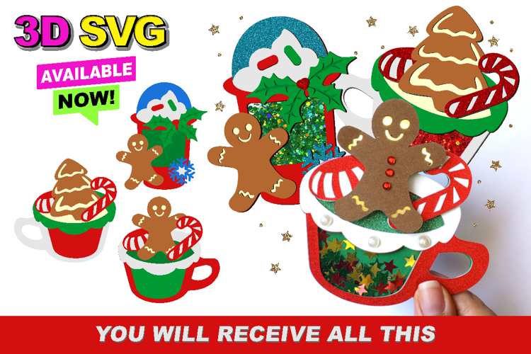 Christmas Cute Mug Shaker 3D SVG