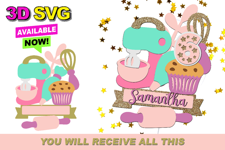Little Bakery Cake Topper 3D SVG