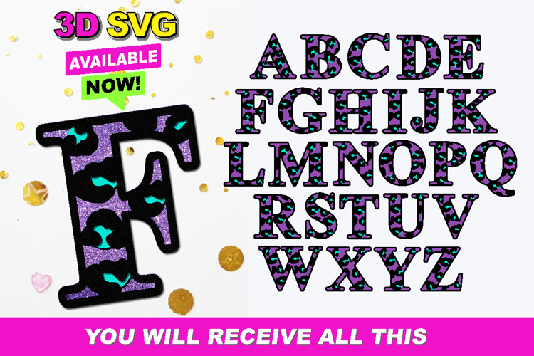 Alphabet 3D SVG Leopard