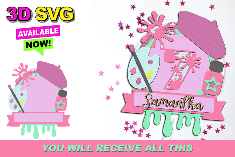 Painter Artist Cake Topper 3D SVG