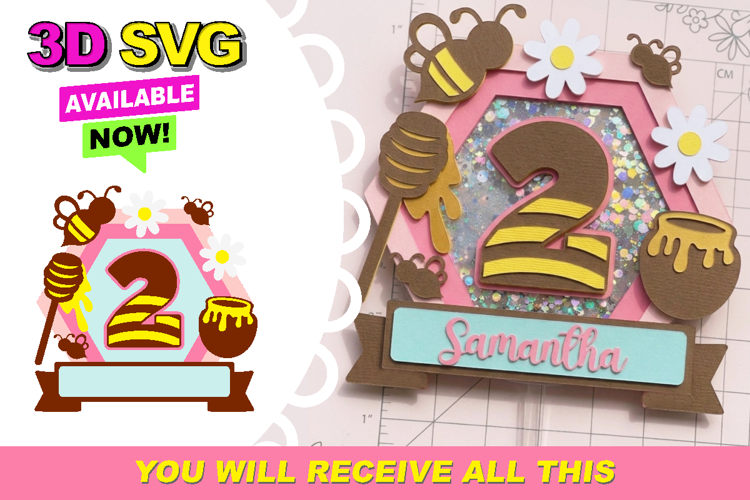 Bee cake topper 3D SVG