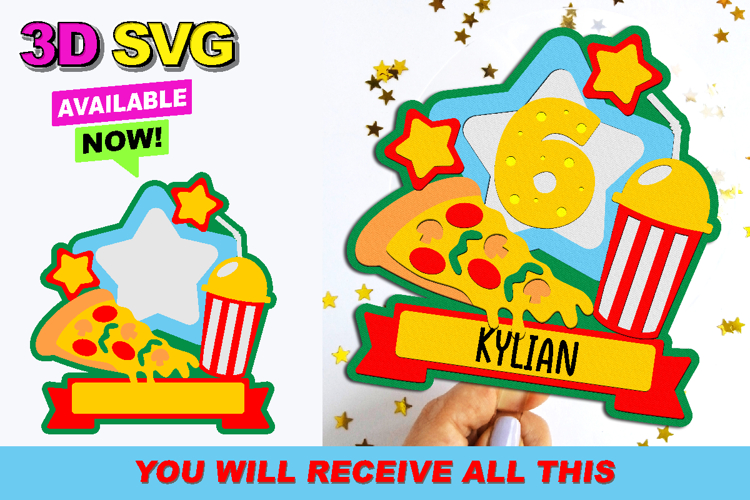 Pizza Cake Topper 3D SVG