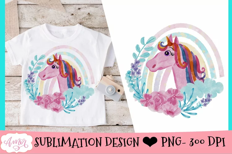 Pink Unicorn Sublimation Design | Unicorn head PNG