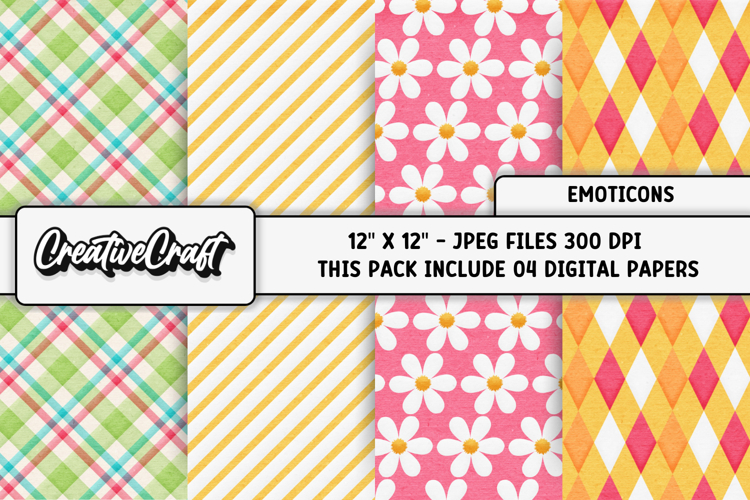 Emoticons Digital Papers, scrapbooking backgrounds designs