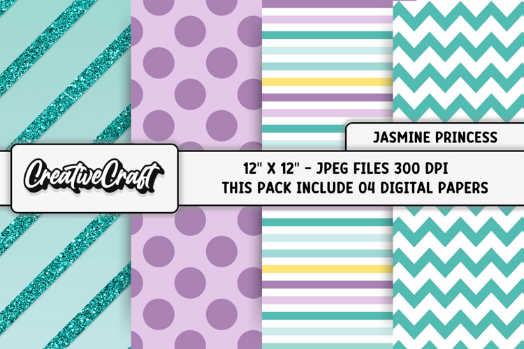 Jasmine Princess Digital Papers, scrapbooking backgrounds example image 1