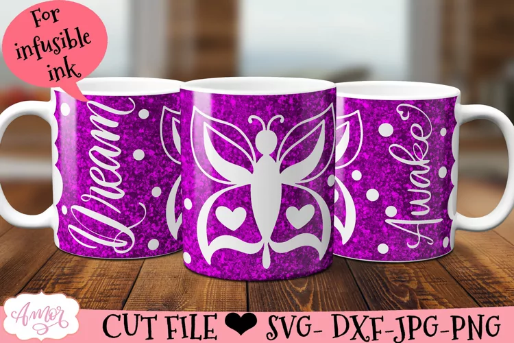 Butterfly Mug Wrap SVG for Cricut infusible ink