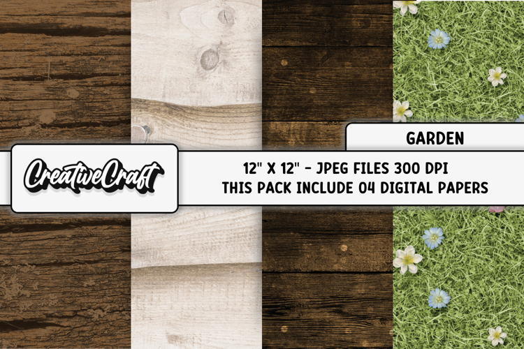 Garden Digital Papers, vintage scrapbook backgrounds designs example image 1