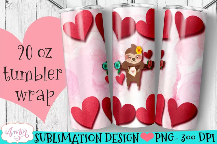 Cute Sloth Tumbler Wrap for Sublimation | Sloth Tumbler PNG