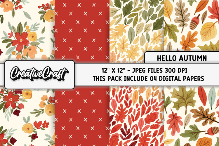 Autumn Fall Digital Paper, thanksgiving digital scrapbook example image 1